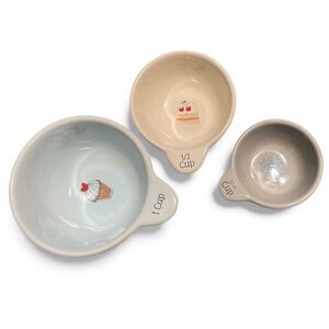 Masterclass Bake Shop Ceramic Cupcake Measuring Cups Set 1 Cup 1/2 1/3